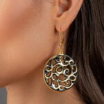 Aero Fekete&Arany Finomporcelán Fülbevaló (40mm)