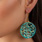 Aero Mentazöld&Arany finomporcelán Fülbevaló (40mm)