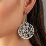 Aero Fehér&Platina Finomporcelán Fülbevaló (40 mm)