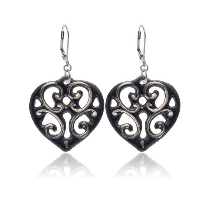 Aero Fekete&Platina Szív Finomporcelán Fülbevaló Aero Fekete&Platina Szív Finomporcelán Fülbevaló