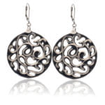 Aero Fekete&Platina Finomporcelán Fülbevaló (40mm)