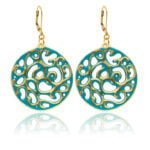 Aero Mentazöld&Arany finomporcelán Fülbevaló (40mm)