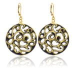 Aero Fekete&Arany Finomporcelán Fülbevaló (40mm)