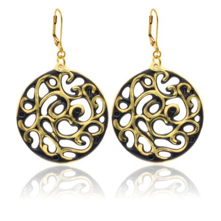 Aero Fekete&Arany Finomporcelán Fülbevaló (40mm)