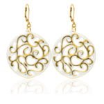 Aero Fehér&Arany Finomporcelán Fülbevaló (40mm)