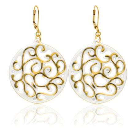 Aero Fehér&Arany Finomporcelán Fülbevaló (40mm)