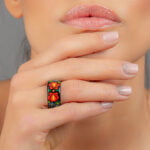 Tradicionális Fekete Matyó Finomporcelán Gyűrű