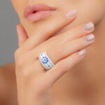 Kék Lyukmintás Finomporcelán Gyűrű