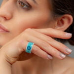 Türkizkék Csipkézett finomporcelán gyűrű