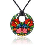 Tradicionális Fekete Matyó Finomporcelán Páros Bazsarózsa Kerek medál