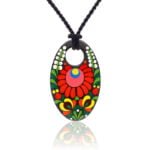 Tradicionális Fekete Matyó Finomporcelán Nyíló Labdarózsa medál