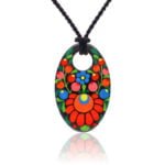 Tradicionális Fekete Matyó Finomporcelán Csipkebogyó medál