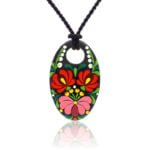 Tradicionális Fekete Matyó Finomporcelán Páros Bazsarózsa medál