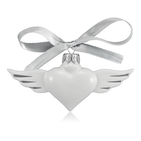 Porcelánové platinované srdce na vianočný stromček