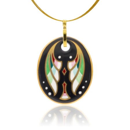 Art Deco Zöld Finomporceán Ovál Medál