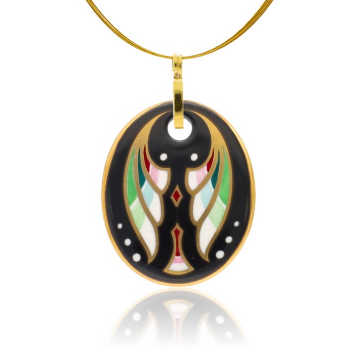 Art Deco Zöld Finomporceán Ovál Medál Art Deco Zöld Finomporceán Ovál Medál