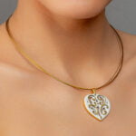 Aero Fehér&Arany Szív Finomporcelán Medál