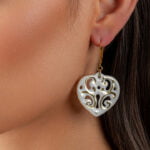 Aero Fehér&Arany Szív Finomporcelán Fülbevaló