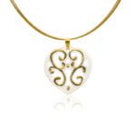 Aero Fehér&Arany Szív Finomporcelán Medál