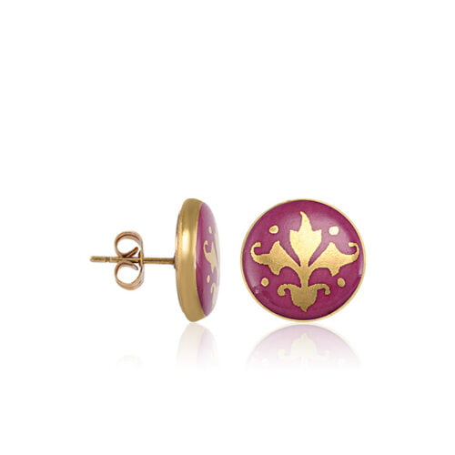 Barokk Pur-Pur Finomporcelán Fülbevaló