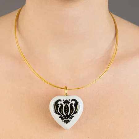 Barokk Szív Finomporcelán medál