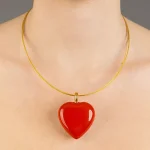 Piros Finomporcelán Szív medál