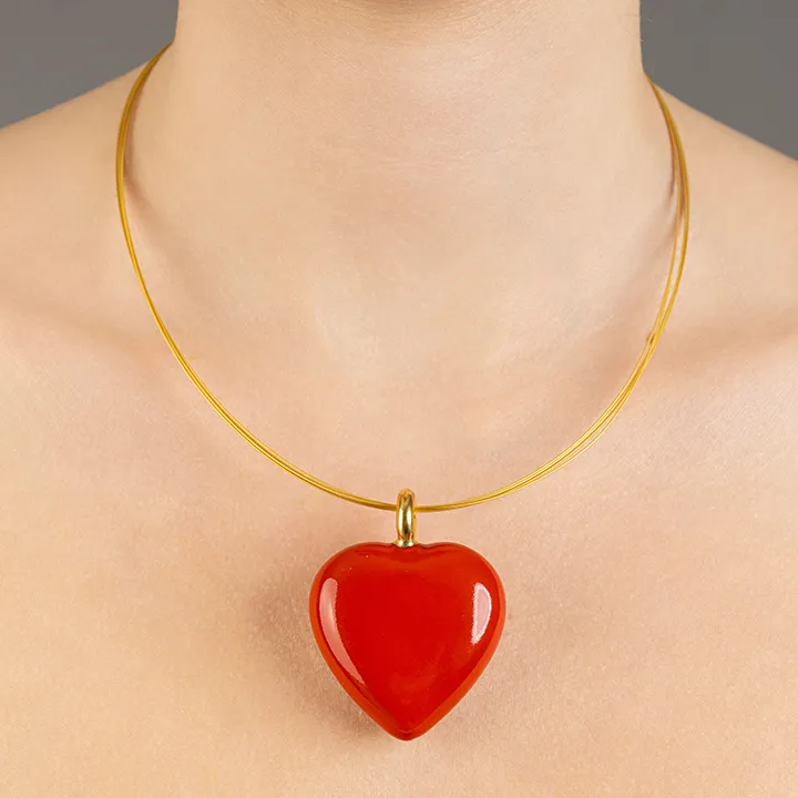 Piros Finomporcelán Szív medál Piros Finomporcelán Szív medál