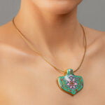 Zöld Szecessziós Finomporcelán Medál (Nagy)