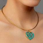 Aero Zöld&Arany Szív Finomporcelán Medál