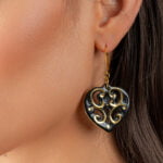 Aero Fekete&Arany Szív Finomporcelán Fülbevaló