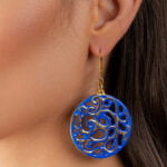 Aero Királykék&Arany Finomporcelán Fülbevaló (40mm)