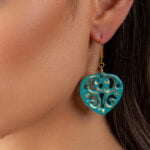 Aero Mentazöld&Arany Szív Finomporcelán Fülbevaló