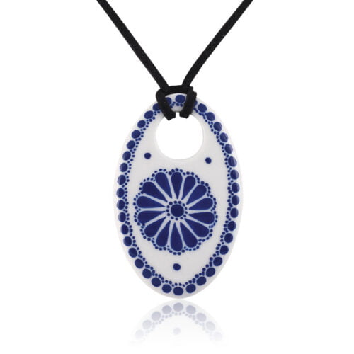 Kék Lyukmintás ovál medál