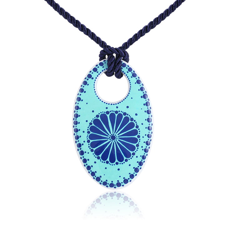 Türkizkék Lyukmintás ovál medál Türkizkék Lyukmintás ovál medál