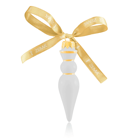 Jemná porcelánová pozlátená dekorácia na vianočný stromček dlhá