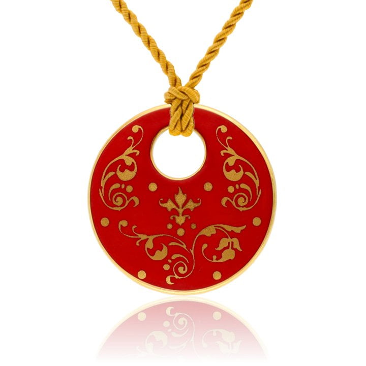 Barokk Piros Finomporcelán Medál Barokk Piros Finomporcelán Medál