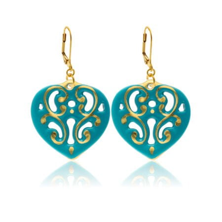 Aero Mentazöld&Arany Szív Finomporcelán Fülbevaló