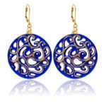 Aero Királykék&Arany Finomporcelán Fülbevaló (40mm)