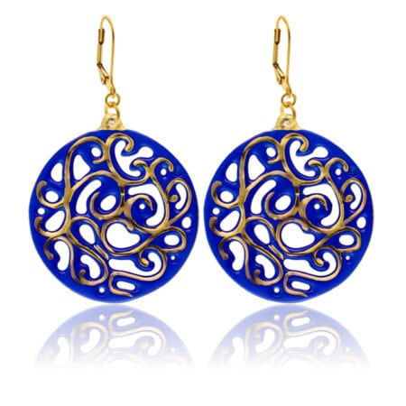 Aero Királykék&Arany Finomporcelán Fülbevaló (40mm)