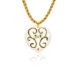 Aero Fehér&Arany Szív Finomporcelán Medál