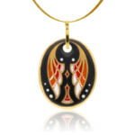 Art Deco Piros Finomporceán Ovál Medál