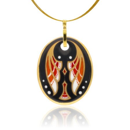 Art Deco Piros Finomporceán Ovál Medál