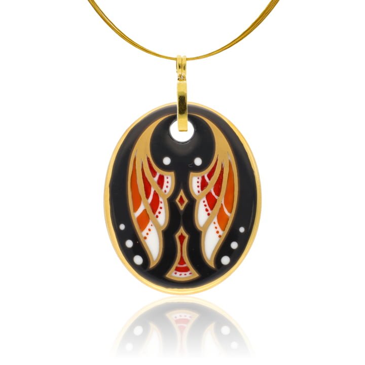 Art Deco Piros Finomporceán Ovál Medál Art Deco Piros Finomporceán Ovál Medál