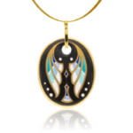 Art Deco Kék Finomporcelán Ovál Medál