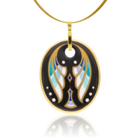 Art Deco Kék Finomporcelán Ovál Medál