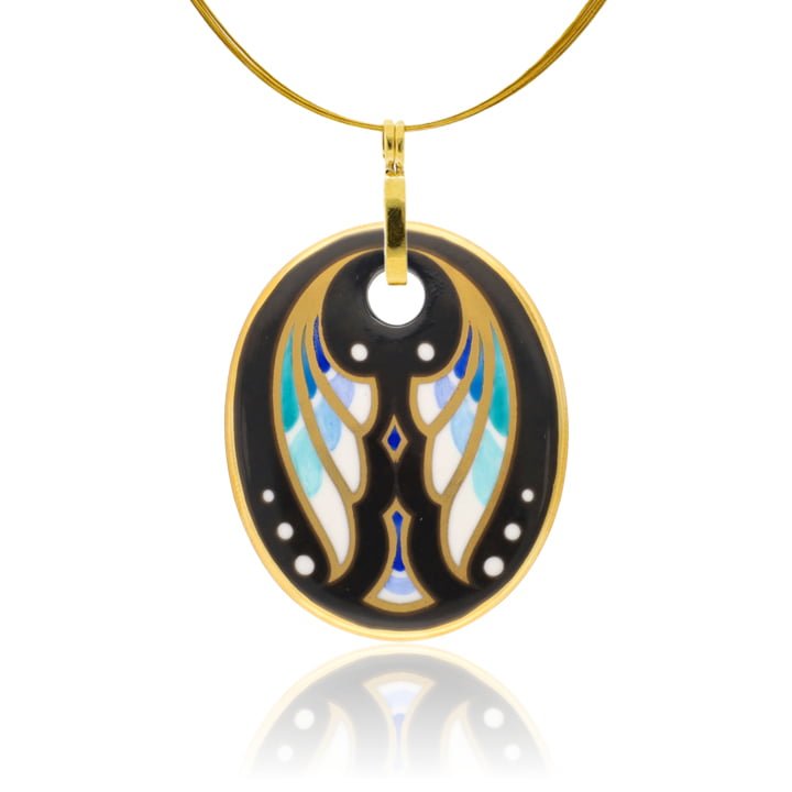 Art Deco Kék Finomporcelán Ovál Medál Art Deco Kék Finomporcelán Ovál Medál