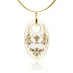 Barokk Fehér&Arany Ovál Medál