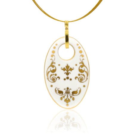 Barokk Fehér&Arany Ovál Medál