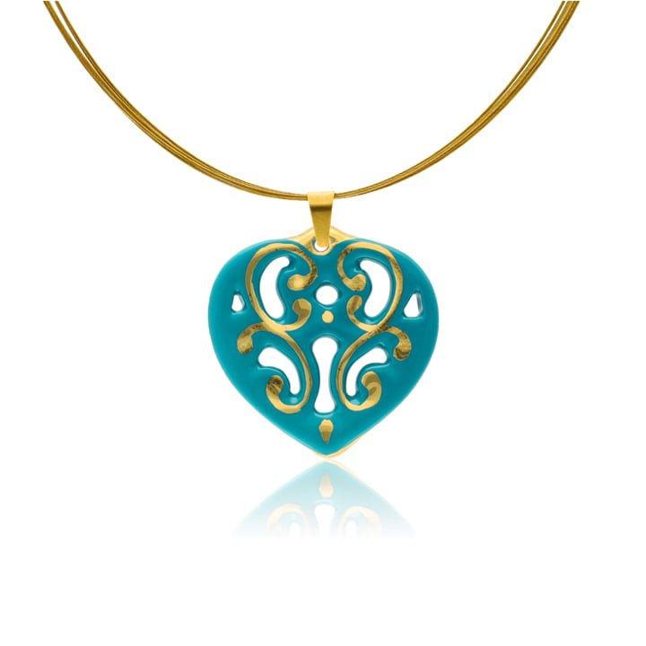 Aero Zöld&Arany Szív Finomporcelán Medál Aero Zöld&Arany Szív Finomporcelán Medál