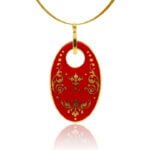 Barokk Piros Finomporcelán Ovál Medál